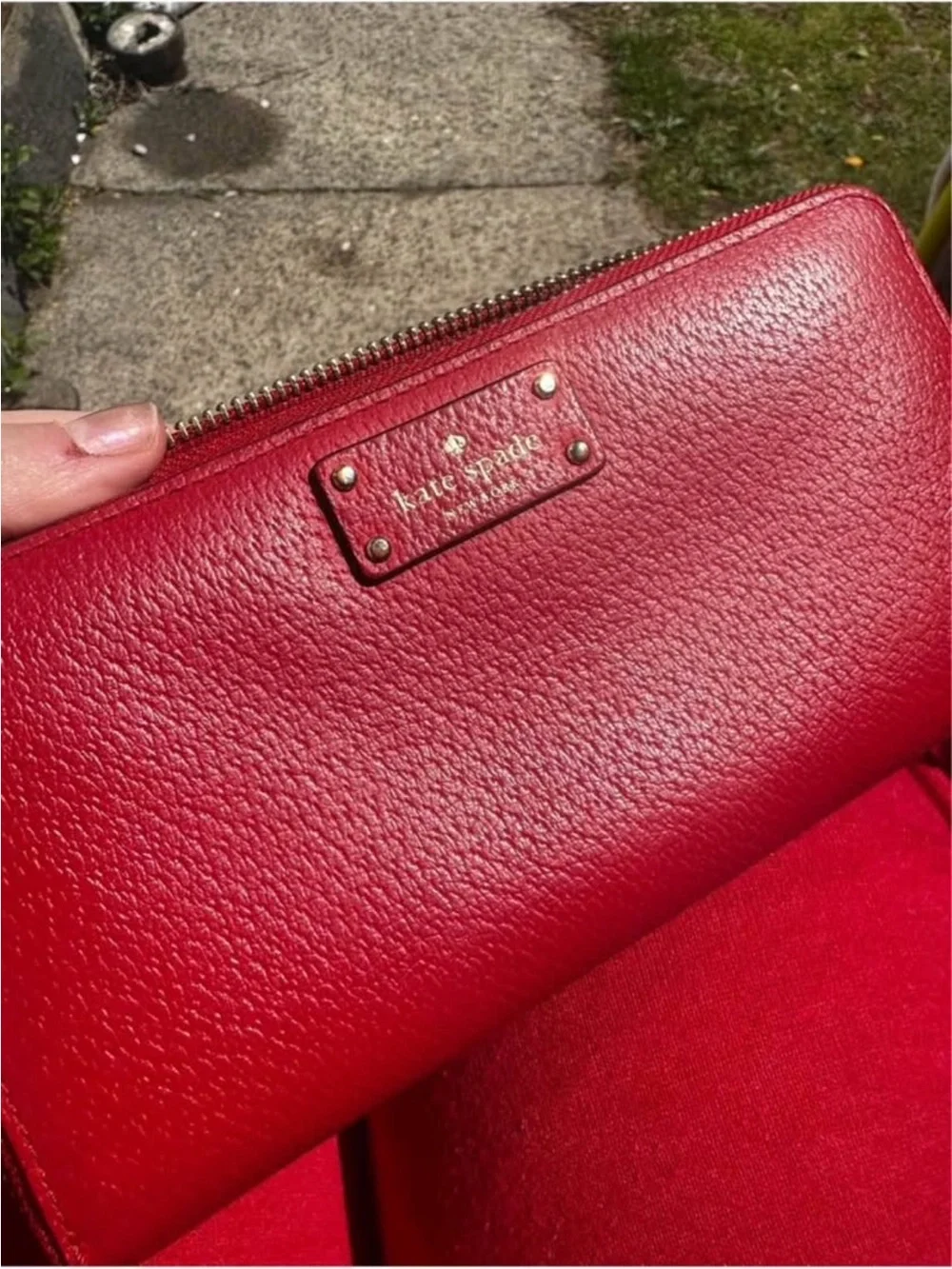 Lk New Kate Spade Wallet Red gold Wallet large zip red gold wallet gold hardware